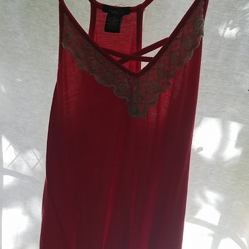 Red tank top with front detail
